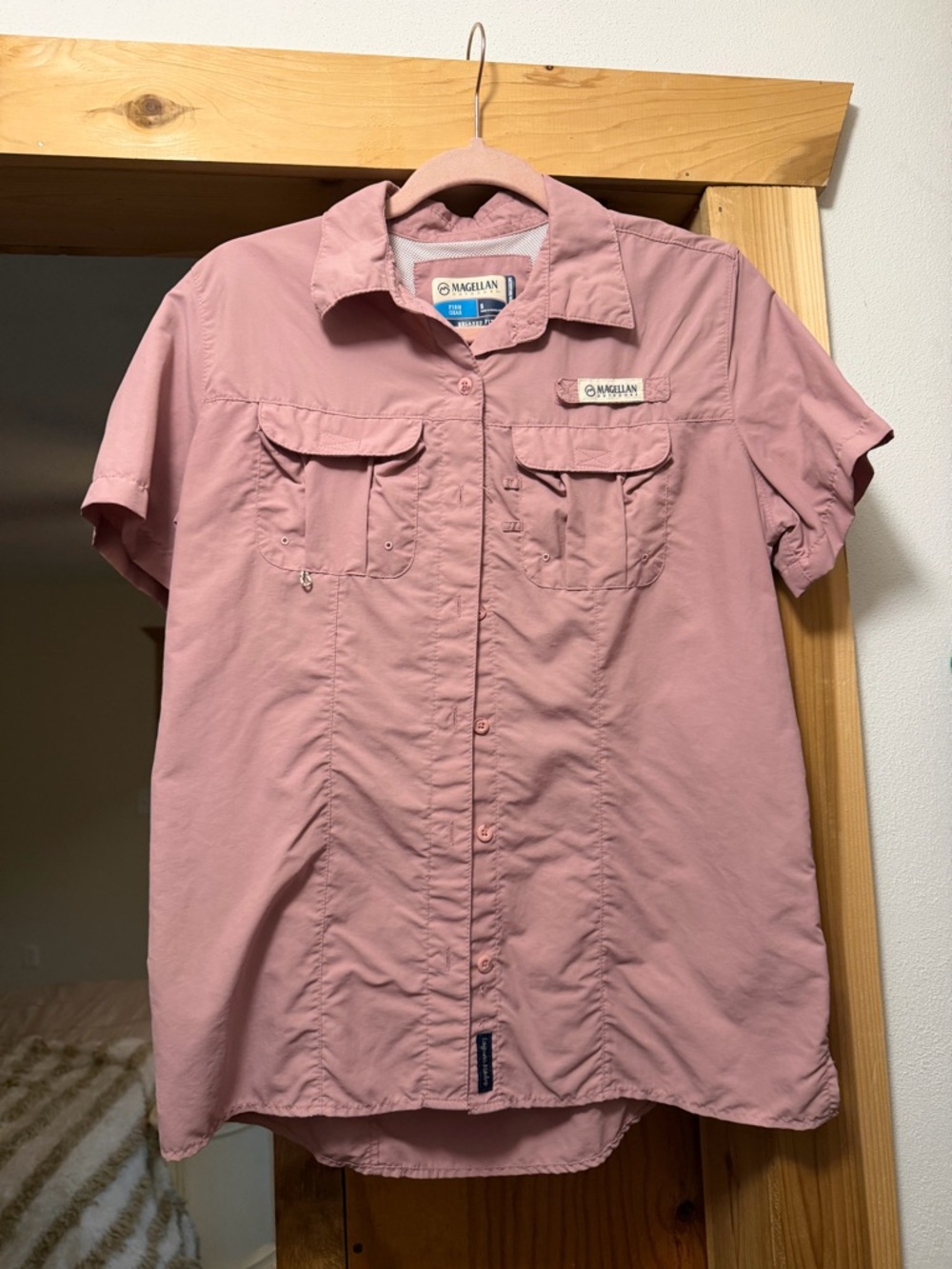Magellan Outdoors Dusty Rose Short Sleeve Button-Up Shirt
